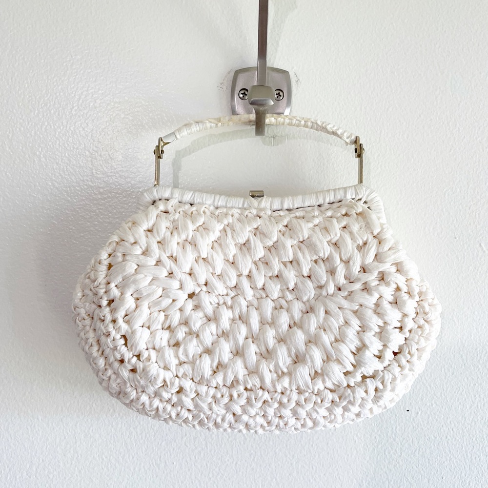Marcus Brothers of Miami Vintage White Woven Bag 50s 60s - Picture 4 of 8